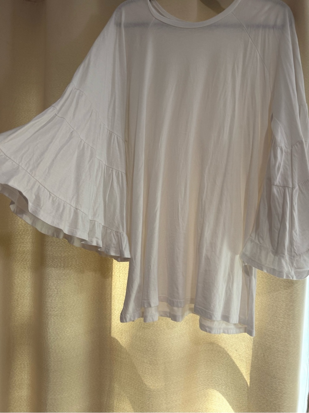 Three Bird Nest White Bell Sleeve Tunic Top